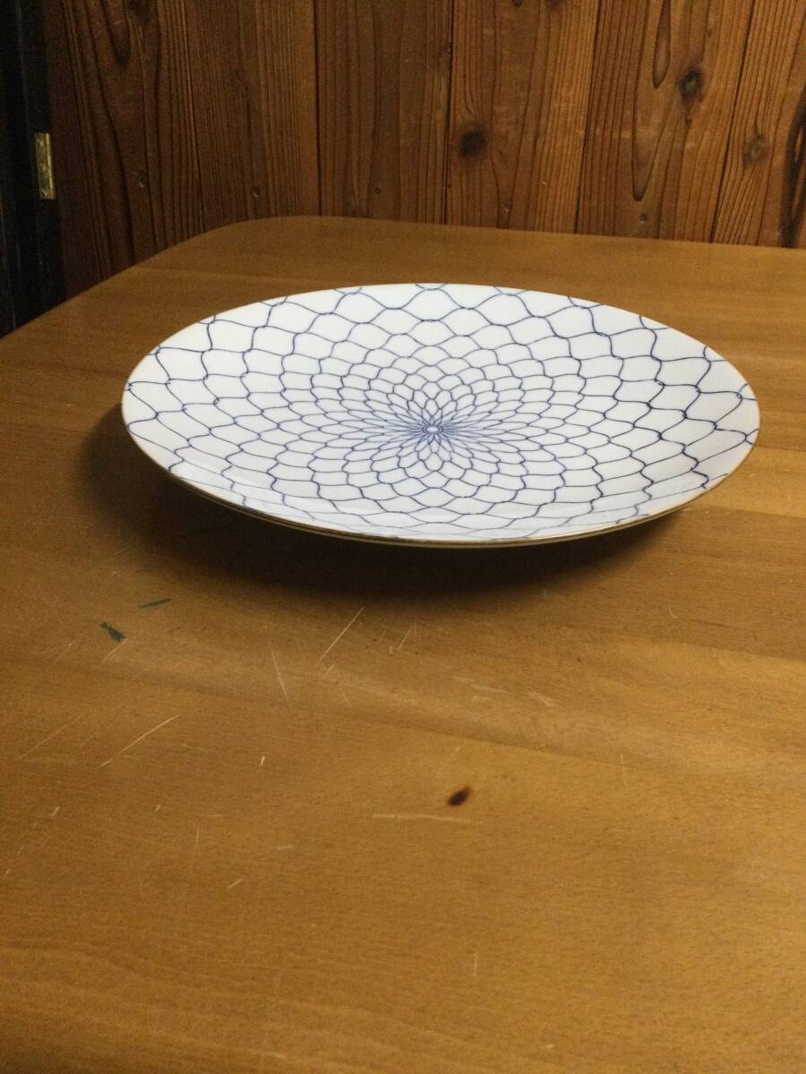 大皿　刺身皿　あみ柄　有田焼　肥前焼　萬泉　SHOWA-CHINA　古物保管品