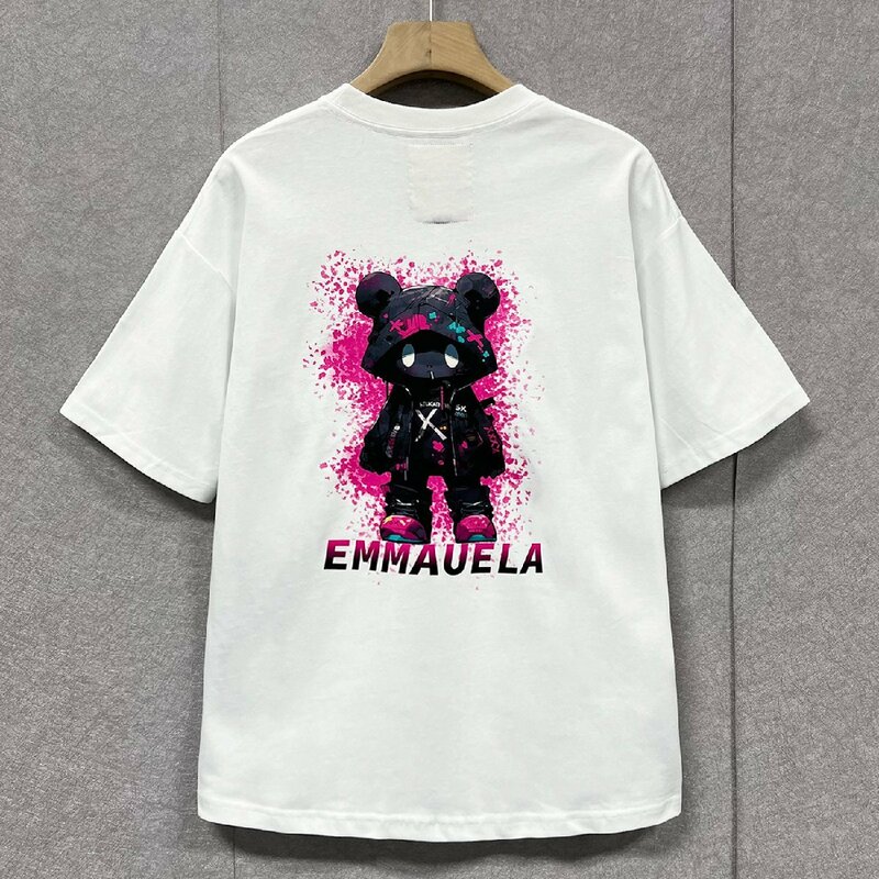 人気・半袖Tシャツ 定価2万◆Emmauela・イタリア・ミラノ発◆上級コットン100％ 個性 快適 クマ ポップ トップス スウェット 街着 夏 XL/50