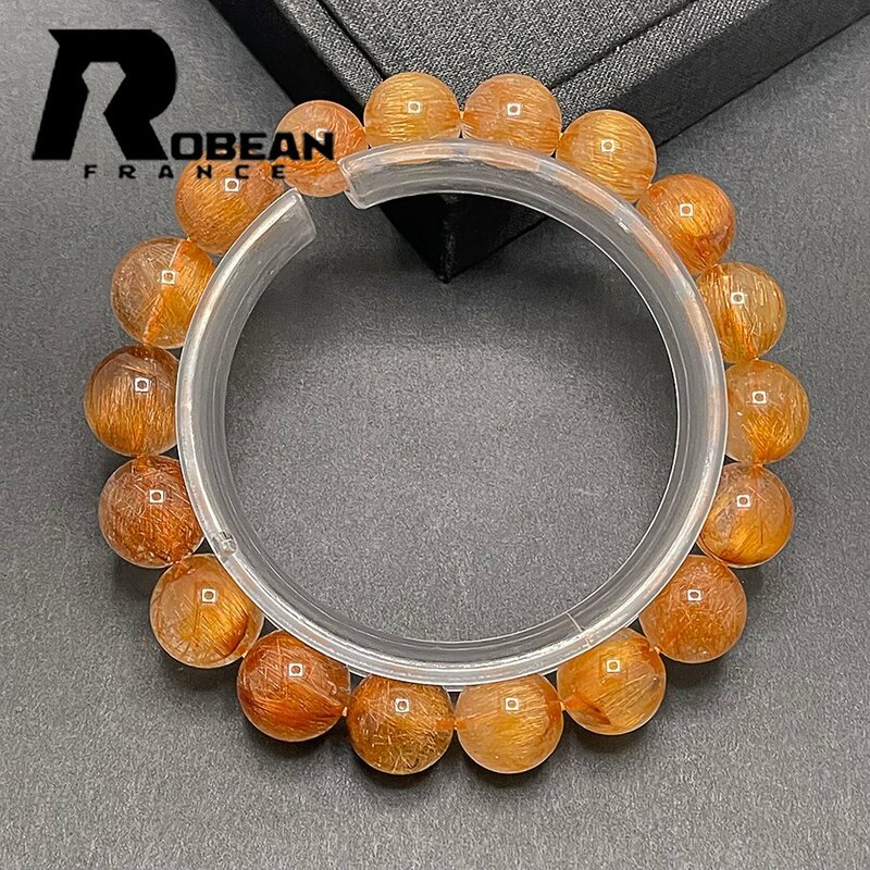 綺麗 EU製 定価17万円★ROBEAN・銅髪ルチルクォーツ★ブレスレット パワーストーン 天然石 金運 お守り ギフト 10.5-11.1mm 1001G1245