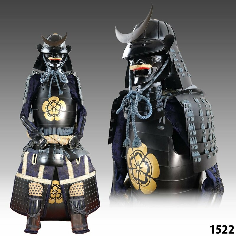 【時代物】 甲冑 鎧兜 鎧櫃 鎧立付 具足 武具 防具 家紋 木瓜 samurai armor 1522