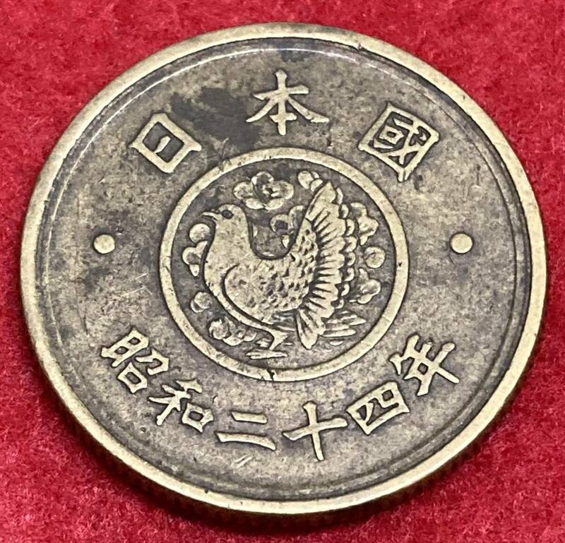 穴ナシ5円黄銅貨☆昭和24年☆黄銅貨☆コイン☆5円☆旧五円☆昭和☆1949年☆1枚☆送料63円⑧③