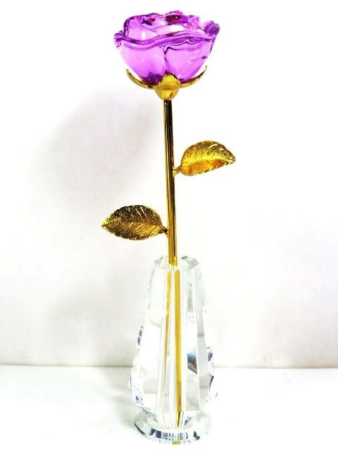 超美品水晶のバラ置物(ロマンチックなプレゼント)1203-YS-100D