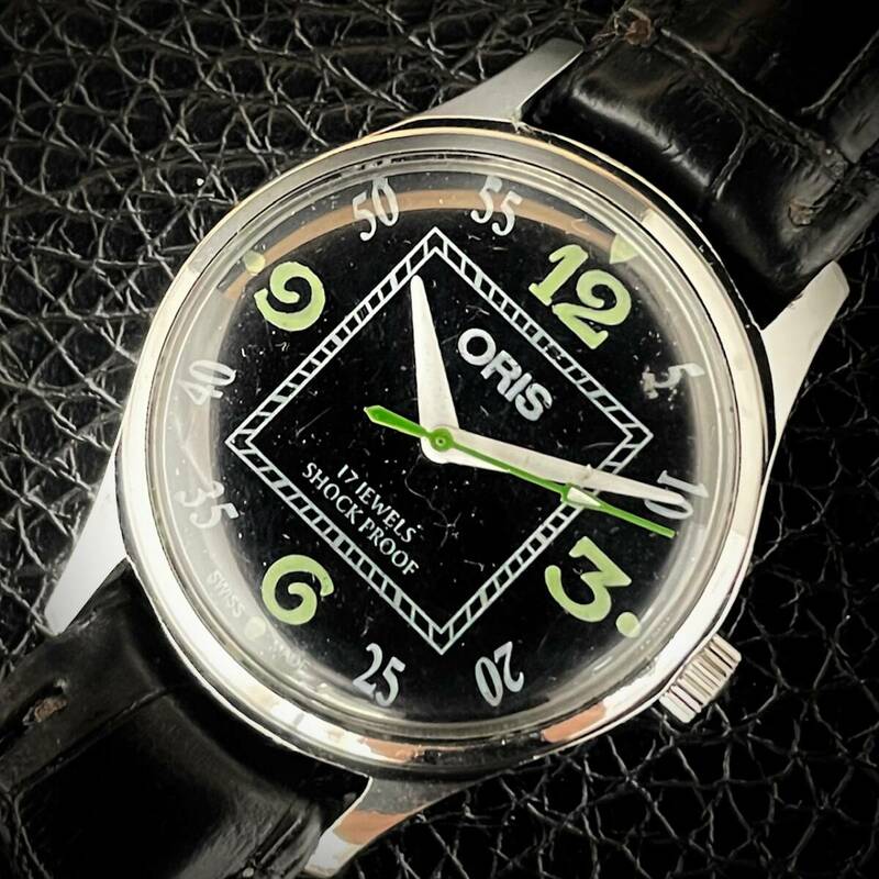 ◆激熱人気◆ 美品 ORIS オリス 1970'S ヴィンテージ 腕時計 メンズ手巻き アンティーク スイス 文字盤ブラック５