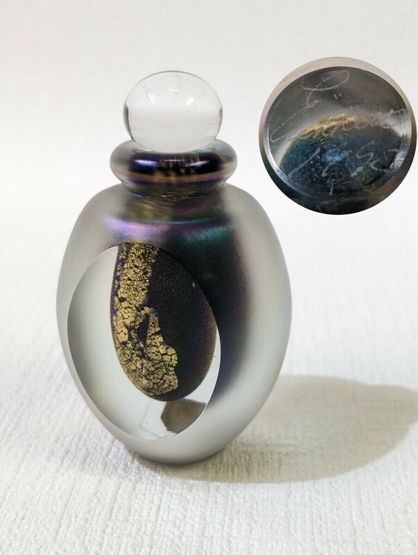 ガラス作家 Robert Eickholt ビンテージ 香水瓶 ガラスペーパーウェイト 希少 レア 1990年 在銘 サイン入り コレクション