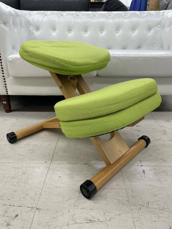 宮武製作所　バランスチェア　プロポーションチェア グリーン学習イス　子供用　補助クッション付き　姿勢矯正椅子　