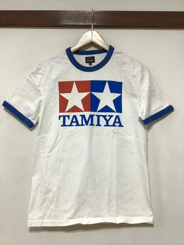 も1376 McCoy's リアルマッコイズ TAMIYA タミヤ ロゴTシャツ リンガーTシャツ 38 ホワイト/ブルー アメカジ 半袖Tシャツ 