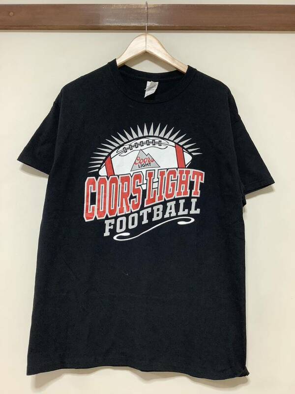 も1378 COORS LIGHT FOOTBALL クアーズライト フットボール プリントTシャツ 半袖Tシャツ L ブラック アメフト