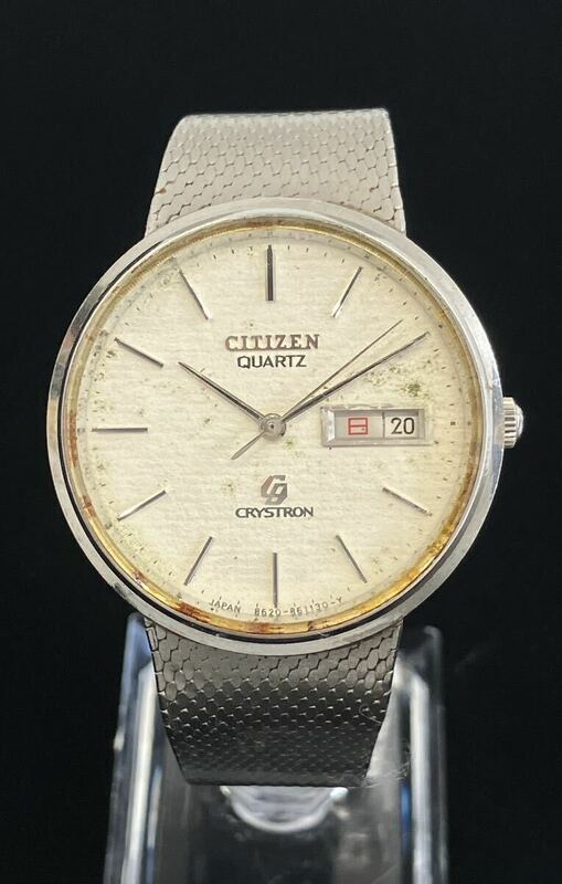 腕時計 CITIZEN CRYSTRON クォーツ 60612008 非稼働 ジャンク 部品取り ベルト純正 メンズ腕時計 0d