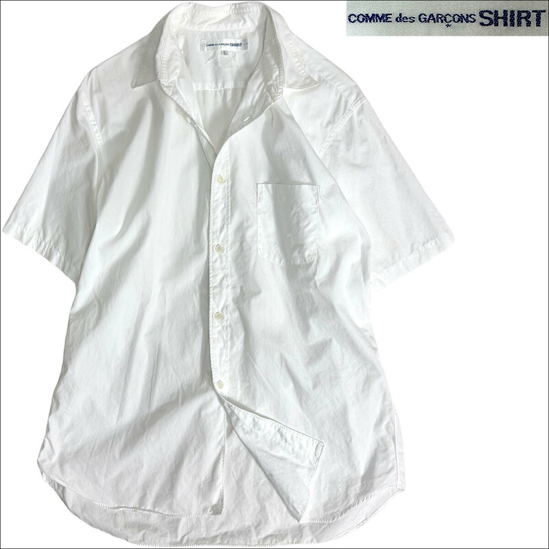 J6051 コムデギャルソンシャツ S14066 プレーン半袖シャツ ホワイト L COMME des GARCONS SHIRT