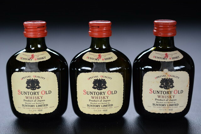 古いお酒 ミニボトル 3本SET SUNTORY OLD 未開栓品 鑑賞用 0606 検索用語→A10内古酒ミニチュア置物オブジェヴィンテージウイスキー