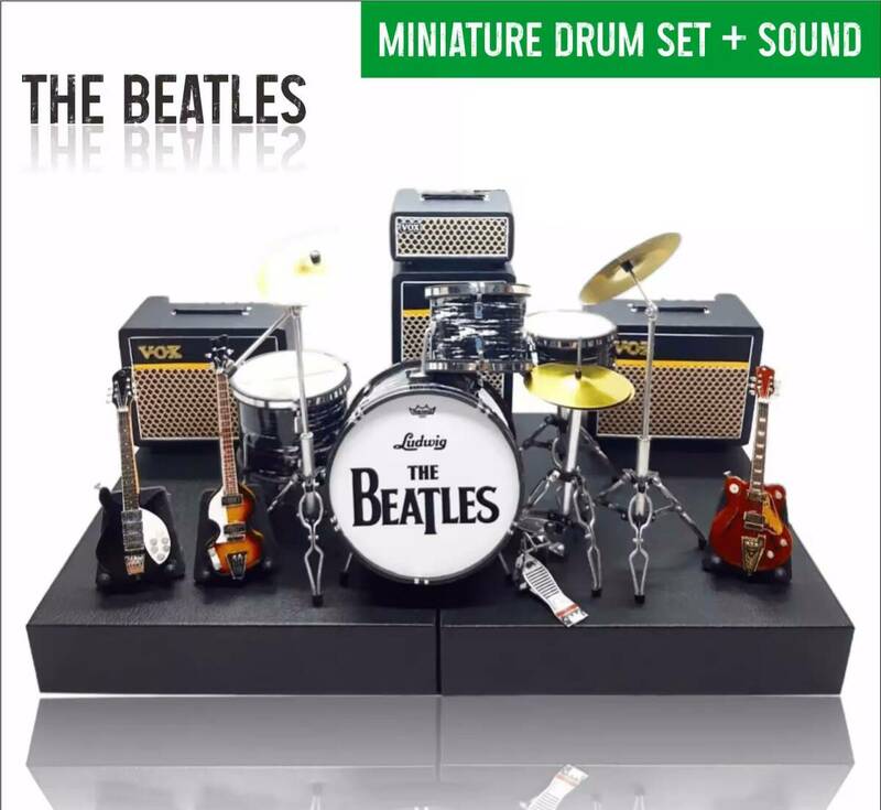 BEATLESビートルズミニチュアドラムギターアンプセット10ｃｍミニ楽器模型2