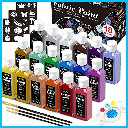 ★18色セット★ Shuttle Art 布用絵の具 18色セット 60ml 布絵の具 布描き絵の具 ウォッシャブル 洗っても落ちない ファブリックペイント