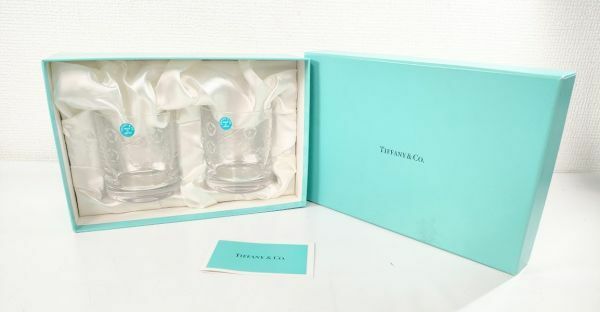 ティファニー TIFFANY & CO. オールドファッショングラス ペア ロック グラス ガラス コップ 花柄【中古】6005Ｇ