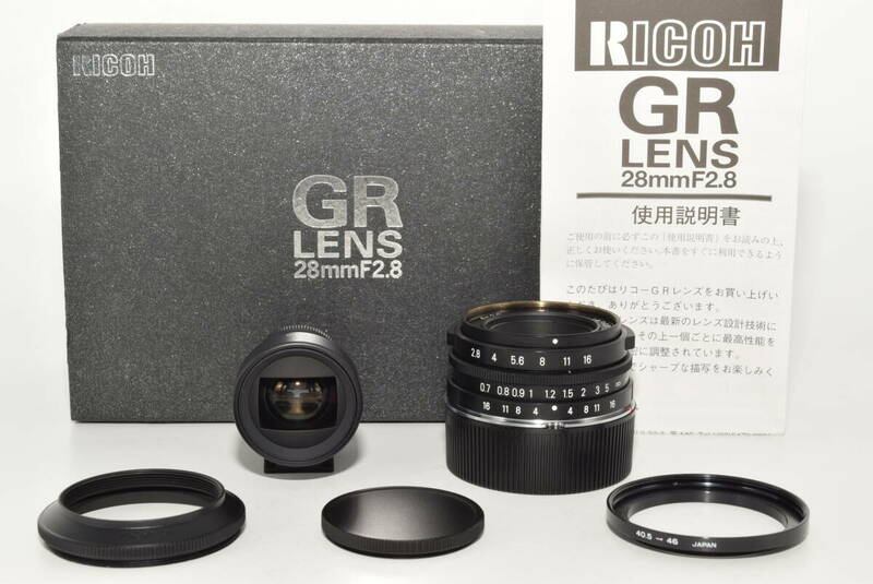 【特上品】 RICOH GR LENS 28mm F2.8 ブラック ファインダー・フード・元箱付き