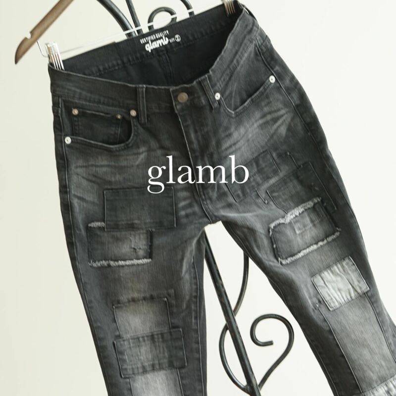 glamb Unplugged skinny denim グラム パッチワーク アンプラグド スキニー デニム パンツ ブラック 黒 ジーンズ 