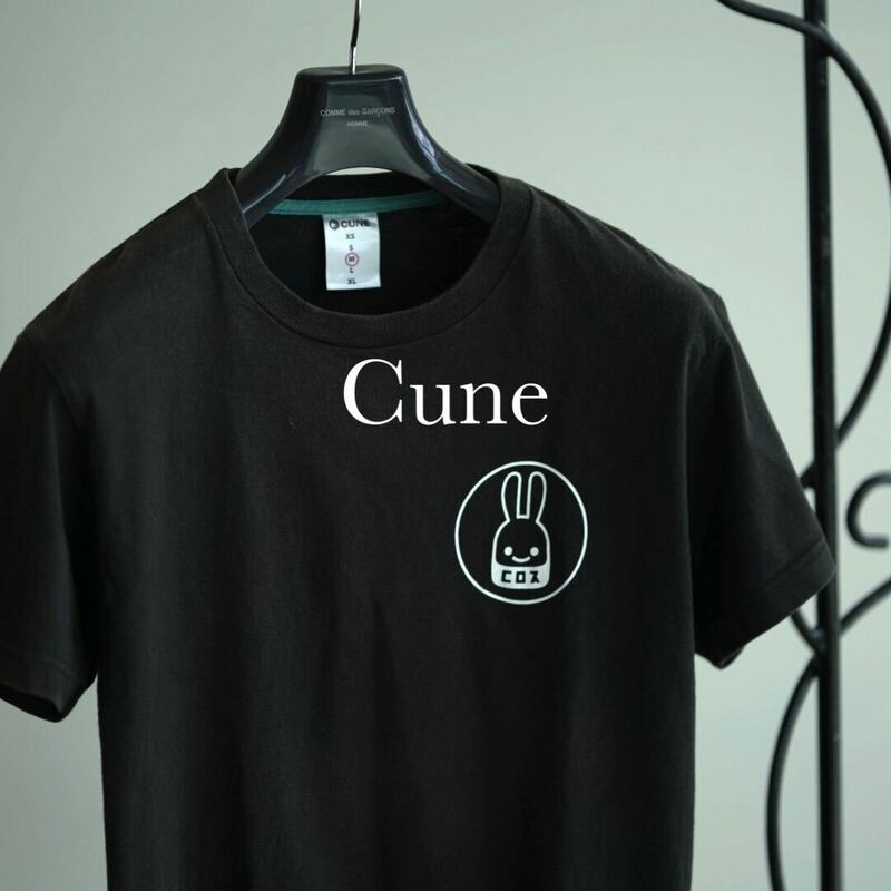 cune 両面プリント うさぎ コロス Tシャツ キューン ブラック 古着 ビンテージ 