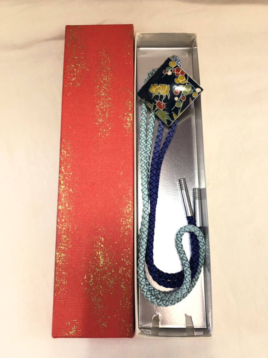 着物　帯締め　青グラデーション　ケース付き　和装小物（60サイズ）