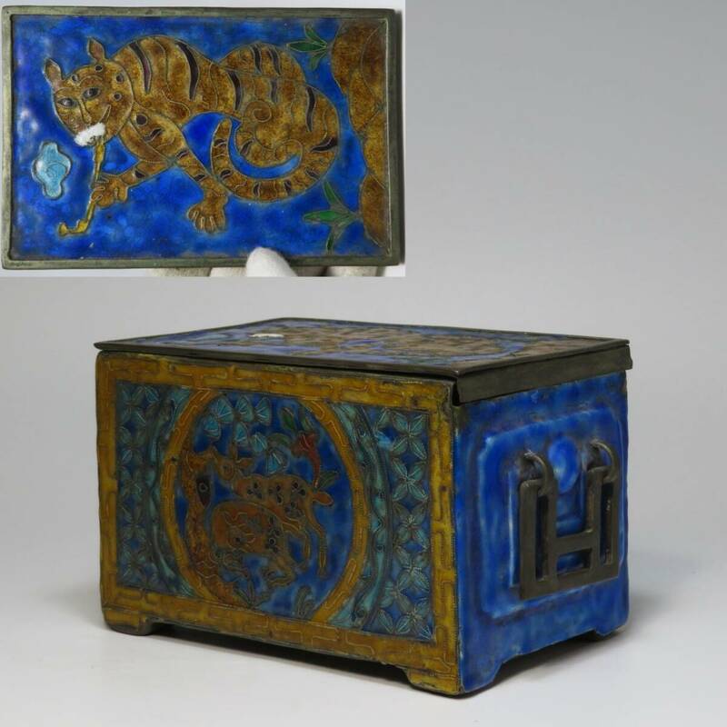 韓国美術　李朝　高麗　虎　タバコ　鹿　箱　錫　盒子　銅胎　絲　李王家　時代
