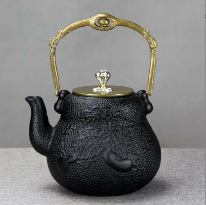 高品質◆ひょうたん型鉄瓶 手作り鉄 やかんを沸かす お茶の道具 鉄壺 900ML