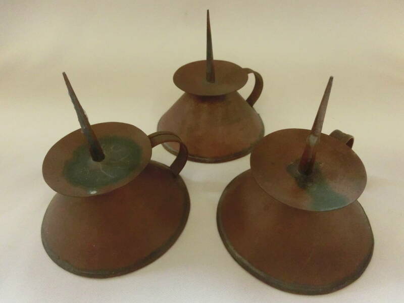 銅製 燭台 3個 蝋燭立て キャンドルスタンド 小民具 骨董