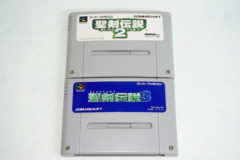 【質Banana】中古・通電確認済み SQUARE SOFT 聖剣伝説2・3 2個セット SFC スーパーファミコン ソフト 現状渡し♪.。.:*・゜