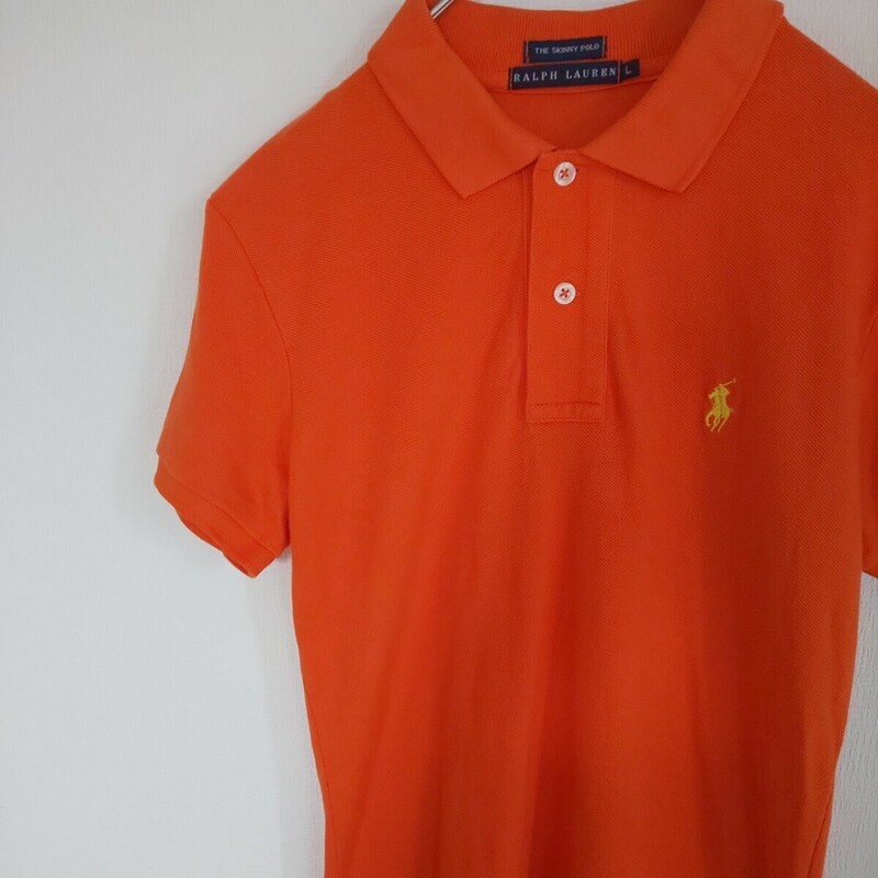 【送料無料】Ralph Lauren(ラルフローレン) レディース 半袖ポロシャツ Lサイズ オレンジ