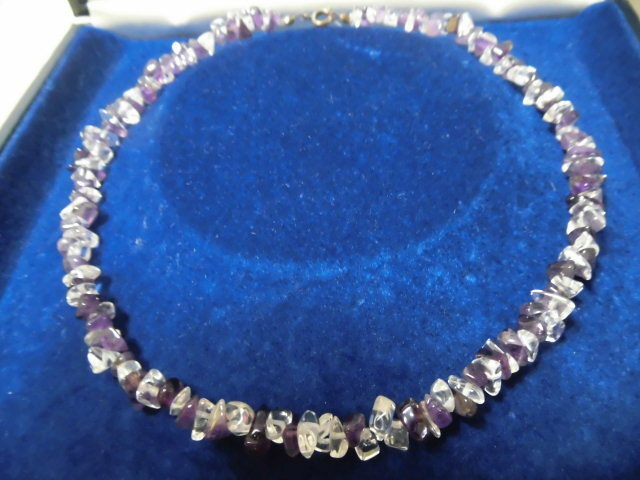 ●美品 水晶＆アメジスト紫石　天然石　ネックレス　パワーストーン