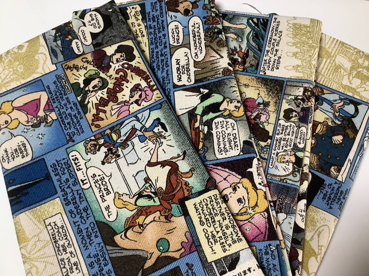 1m 8号帆布 シンデレラ ゴールド 約110×53cm×2枚 綿100% / 生地 はぎれ キャラクター 帆布 厚手 ディズニ ディズニープリンセス　