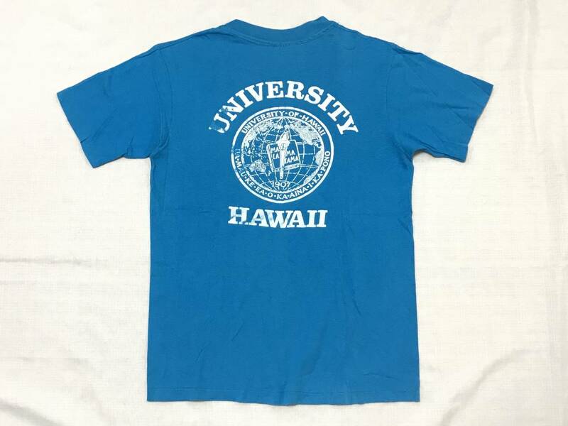 80sビンテージ ヘインズ BEEFY-T ハワイ カレッジ Tシャツ USA製 レアカラー HAWAII 大学 オリジナル 80年代 HANES アメリカ製 古着 米国製