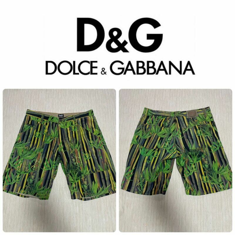 D&G DOLCE & GABBANA バンブー 総柄 ハーフ ショート パンツ GOLF ロゴ ドルチェアンドガッバーナ ドルガバ 32 46 made in italy 