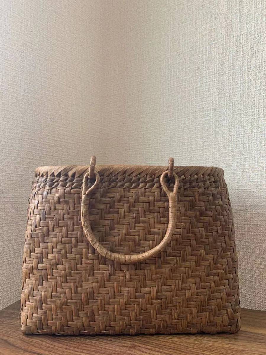 山葡萄　手作り　山葡萄かごバッグ　網代編み　内布あり