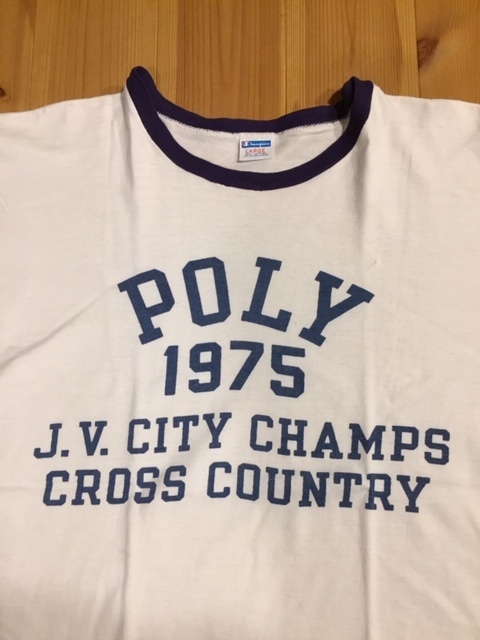 70's Champion/チャンピオン Blue Bar Tag/ブルーバータグ バータグ 4連 染み込みプリント Vintage S/S Ringer T-Shirt/リンガーTシャツ