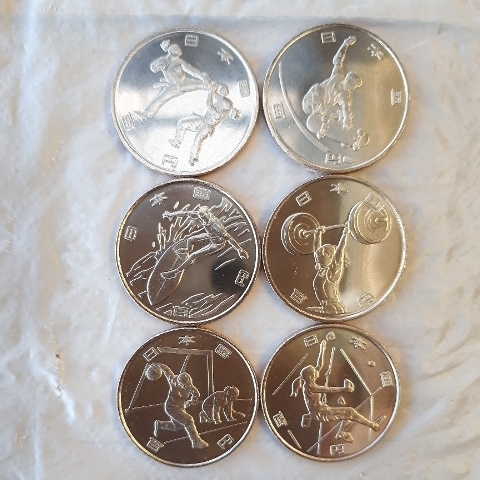 東京 オリンピック 2020記念100円硬貨 ６種類６枚　新品　未使用　第2次発行。。