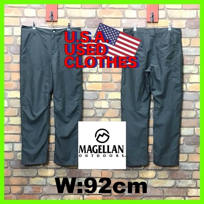 CP1-022★W92センチ位★国内未発売【MAGELLAN OUTDOORS】ステッチワーク サイドポケット カーゴパンツ【W34 メンズ L】灰 アウトドア Y2K