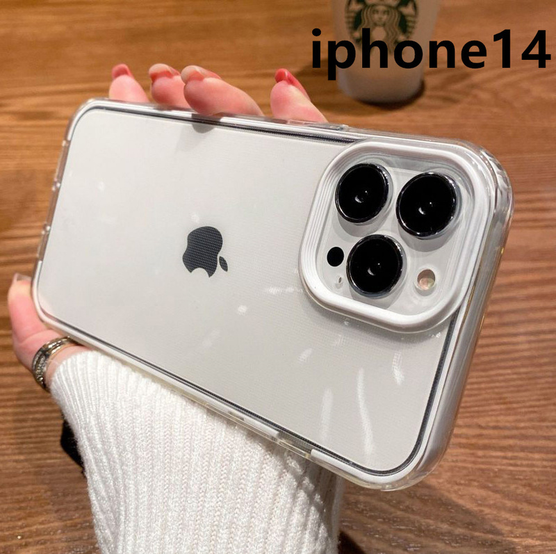 iphone14ケース カーバー TPU シンプル　お洒落　耐衝撃 ホワイト1