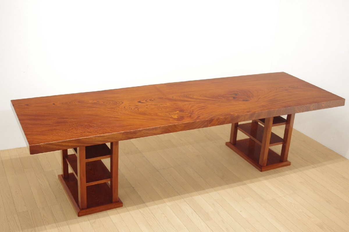 最高級 松創 やすらぎシリーズ 欅無垢 一枚板 6cm厚 ダイニングテーブル 264cm×85～87cm 和モダン 新品184万 配送要事前確認 B