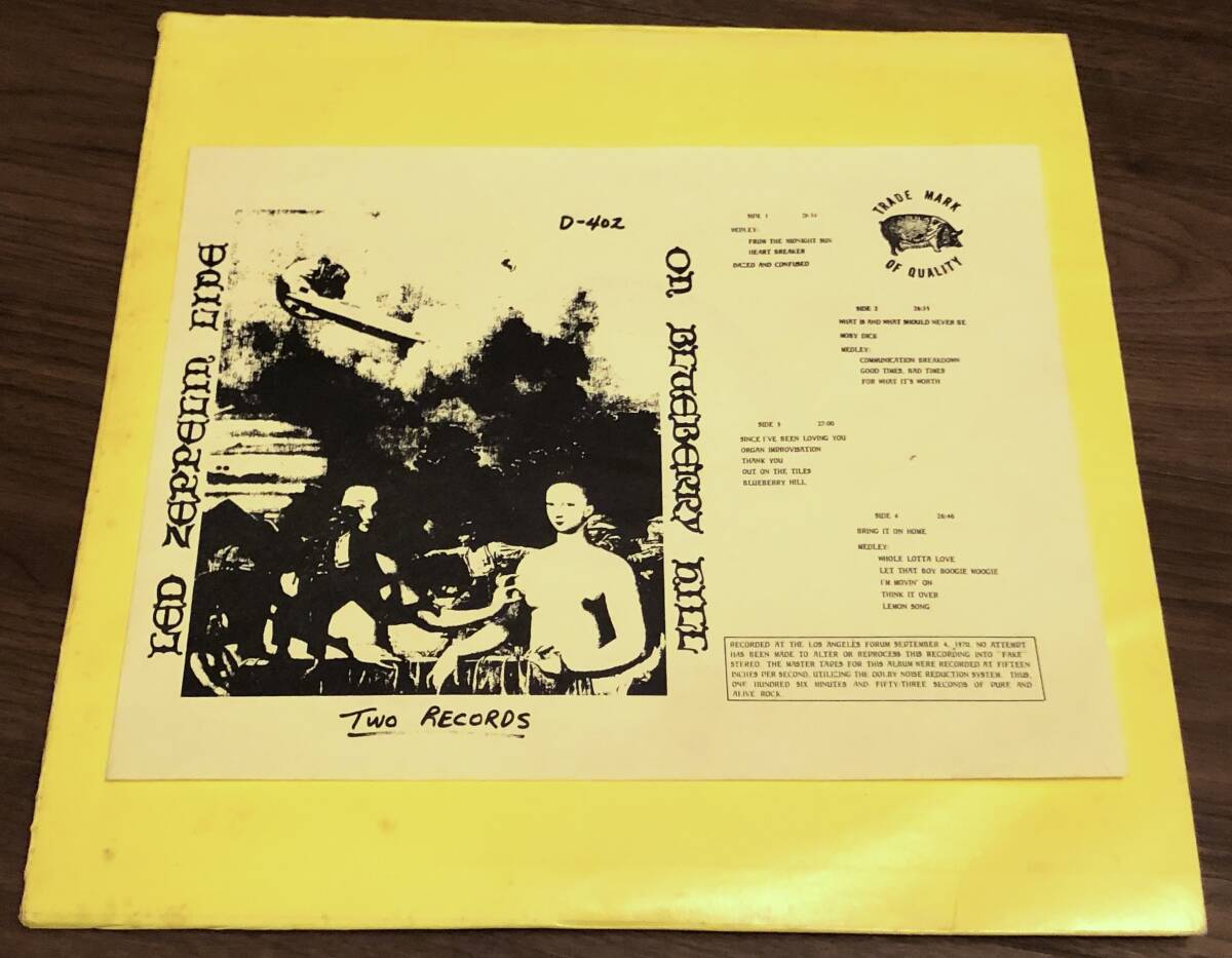★LP★LED ZEPPELIN / Live on blueberry hill★2枚組・Trade mark of quality EV666★