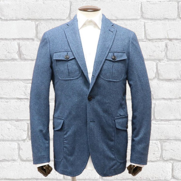 Faconnable■ラスト1着 ファソナブル サファリ風ジャケット ブルー 54■新品