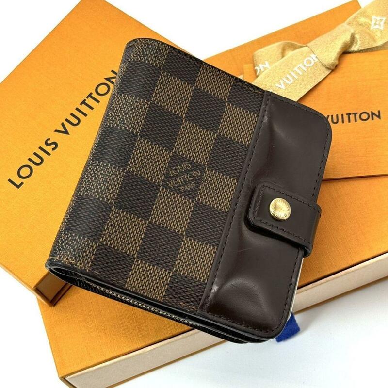 大人気 ルイヴィトン ダミエ コンパクトジップ ラウンドファスナー 折り財布 N61668 ユニセックス ブラウン LOUIS VUITTON