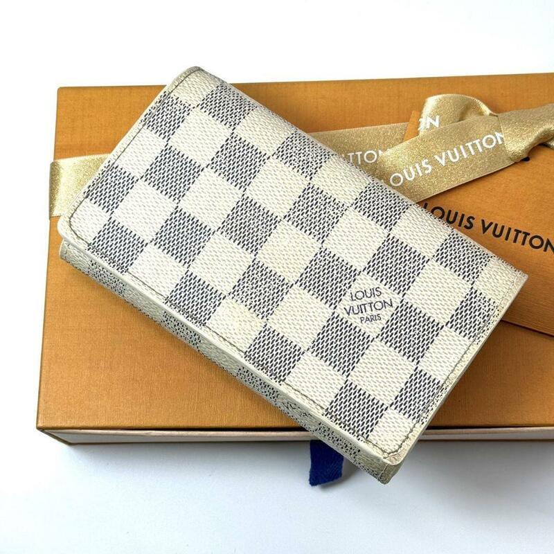 ルイヴィトン ダミエアズール ポルトフォイユ トレゾール L字ファスナー 折り財布 ユニセックス N61744 白 アイボリー LOUIS VUITTON