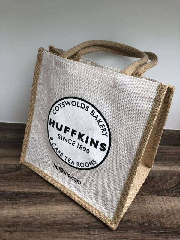 ◎国内発送　イギリス　ジュート製エコバッグ　白　HUFFKINSハフキンス/コッツウォルズ