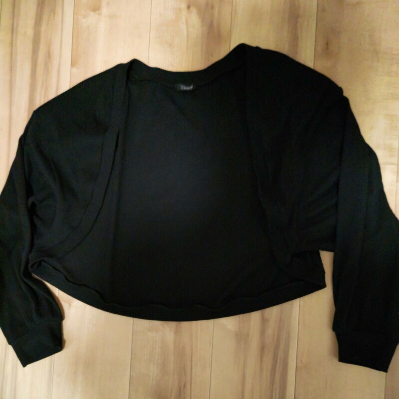 中古品 レディースの黒の長袖ボレロ 3Lサイズ