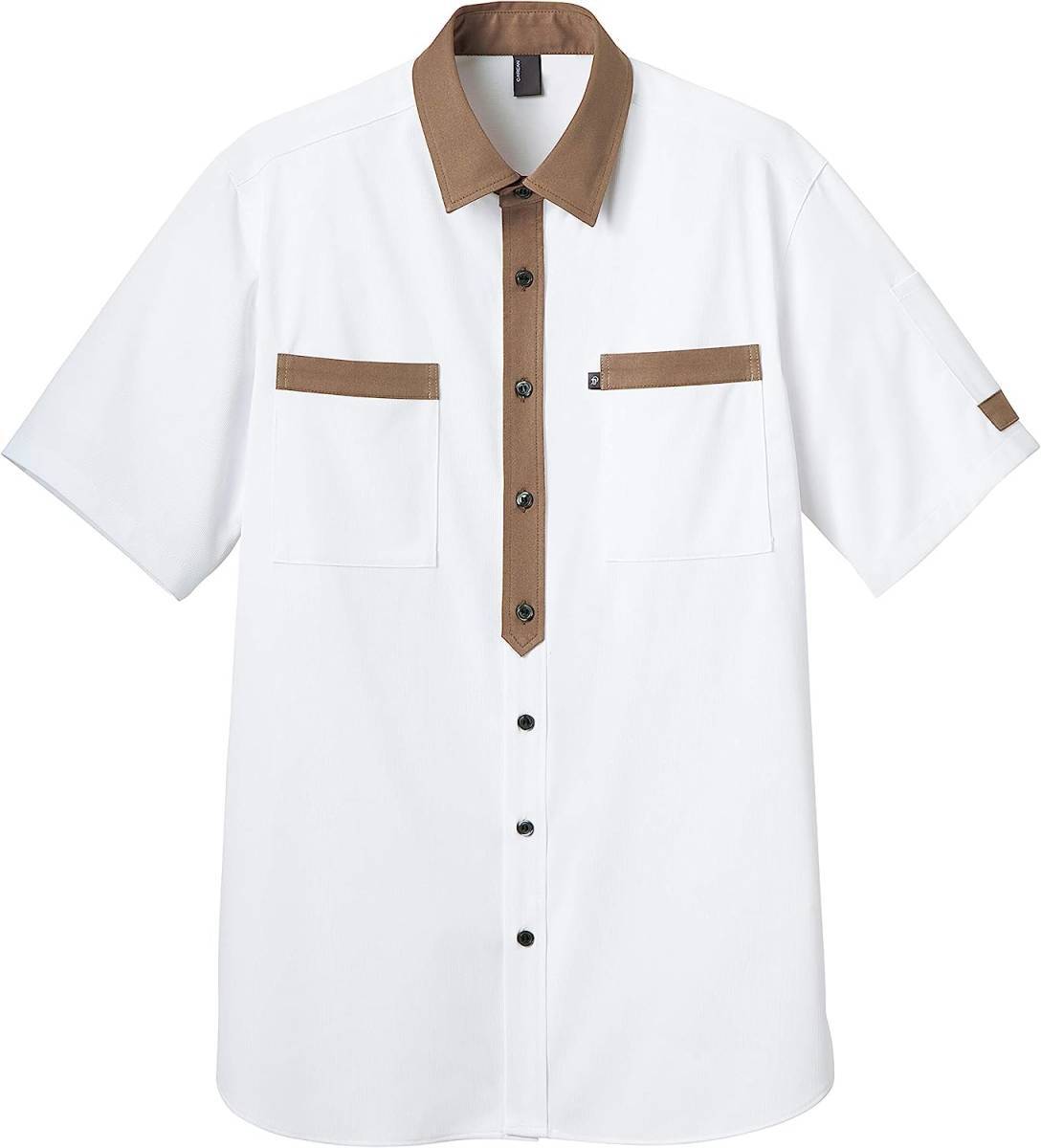 即決新品 / 半袖ワークシャツ / 男女兼用 / ストレッチ 消臭テープ 吸汗速乾 / ホワイト系 / LL / カーシーカシマ / 送料無料 / CAREAN