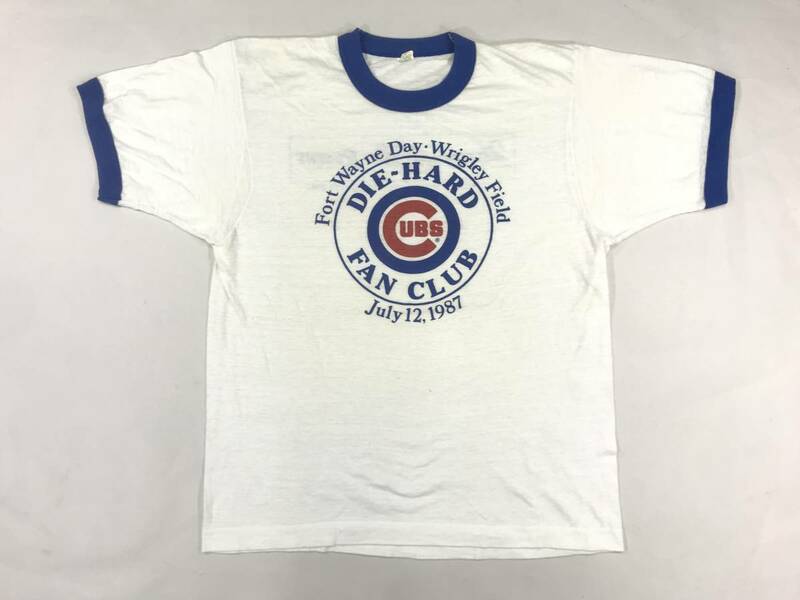 古着 16840 L 半袖 Tシャツ USA コットン ビンテージ オリジナル vintage 60 70 80 90 リンガー トリム カブス MLB