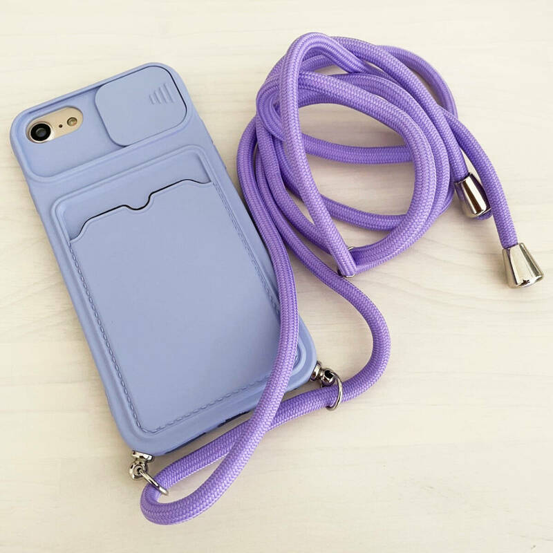 iPhone 6 6s 7 8 SE (第2世代/第3世代) SE2 SE3 ケース シリコン スマホ ショルダー 肩掛け 紐付き 収納 パープル 紫色 紫 アイフォン