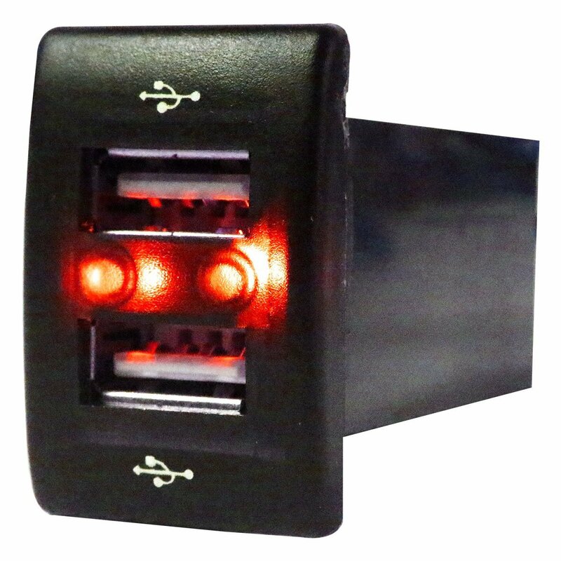 スピアーノ MG22S H18.2～H23.1 LED/レッド 2口 USBポート 充電 12V 2.1A 増設 パネル USBスイッチホールカバー 電源