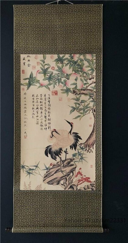 美術品 掛軸 鶴 タンチョウ　丹頂　中堂画 装飾 縦軸　中国書画 装飾　収蔵