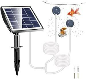 ZHHMl エアポンプ ソーラー酸素ポンプ 小型 水槽ポンプ 静音 循環ポンプ 0.5-0.9L /min 1.5W 3600mA