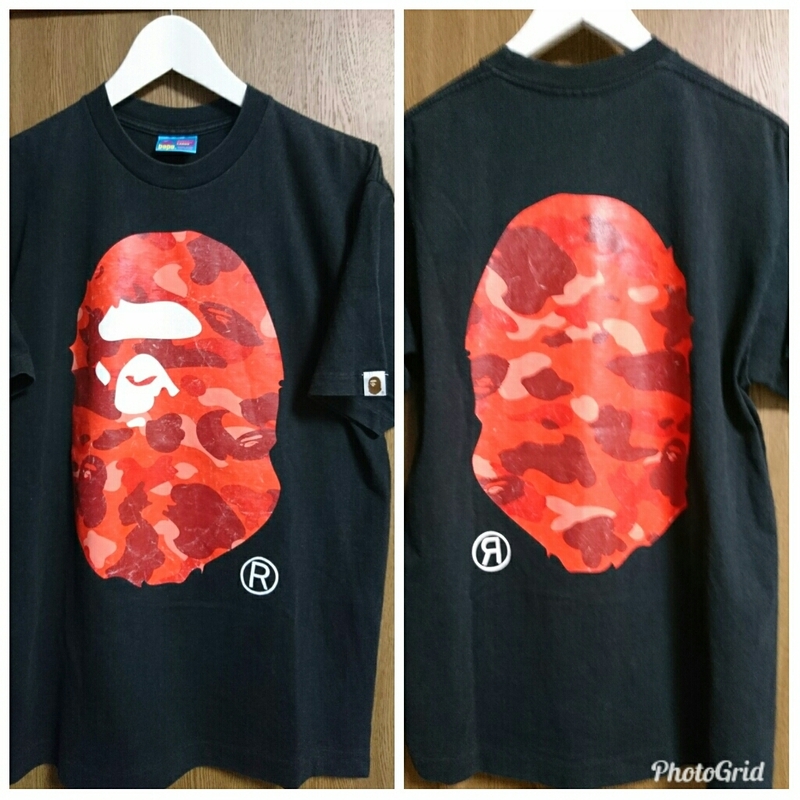 APE エイプ　Tシャツ　Lサイズ　大猿　マイロ　黒×赤 カモ柄