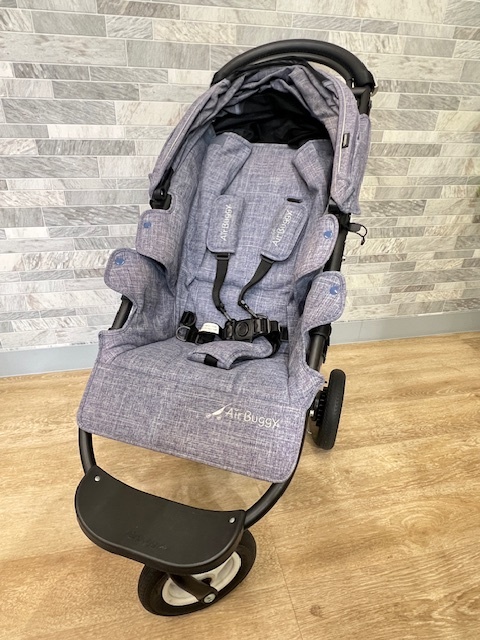 KS2066■ Air Buggy COCO EN-1888 エアバギー ココ ベビーカー 3輪 折り畳み ブレーキ付 新生児 3歳まで 耐荷重 20kg ブルー系 シート ■